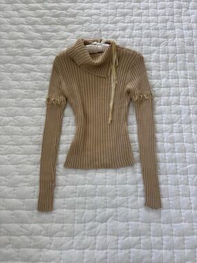Vintage beige Italian ribbed knit sweater
